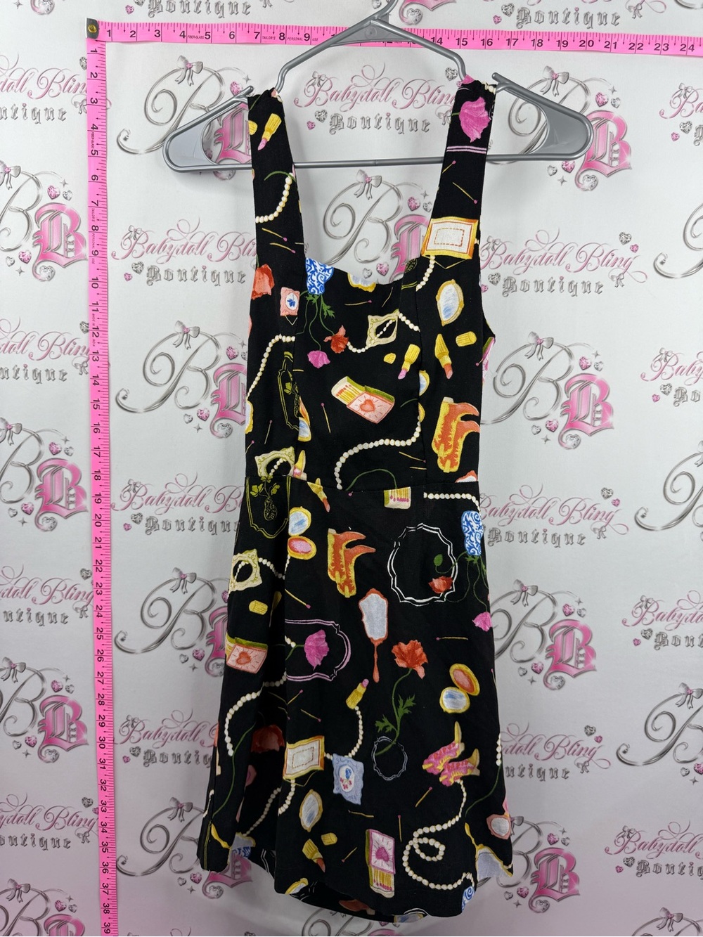 MONTEAU LOS ANGELES dress Black Printed Sundress with Colorful Accessories Motif